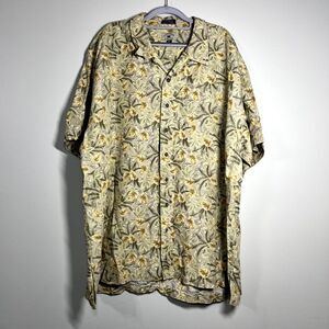 Vintage Cutter and Buck Button Up Shirt Mens 3XB Multicolor Linen Floral Cotton